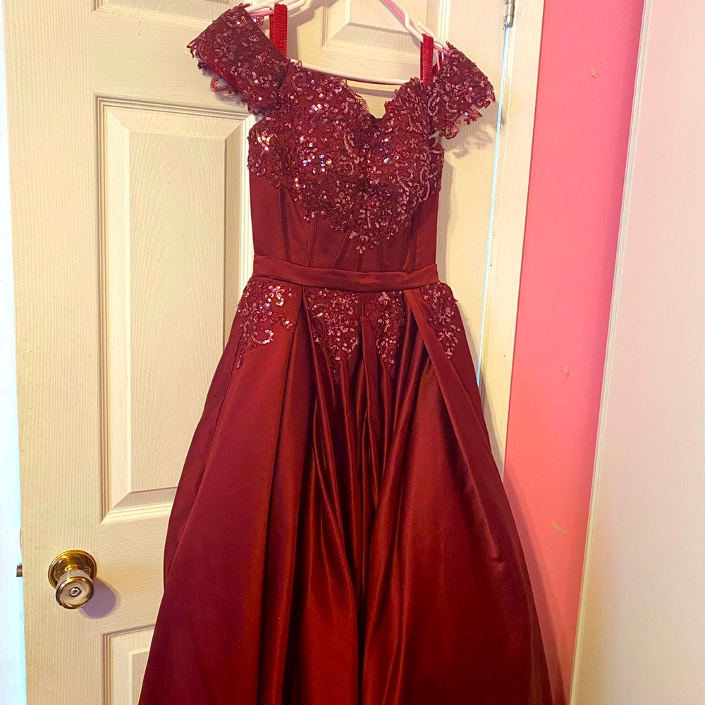 Burgundy custom prom dress